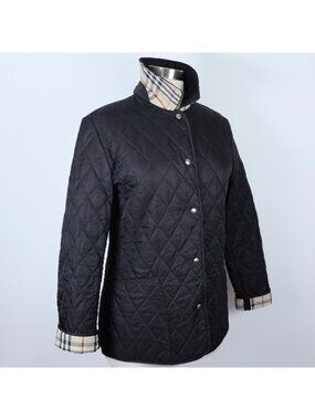 Burberry London Small jacket coat quilted nova check lining black